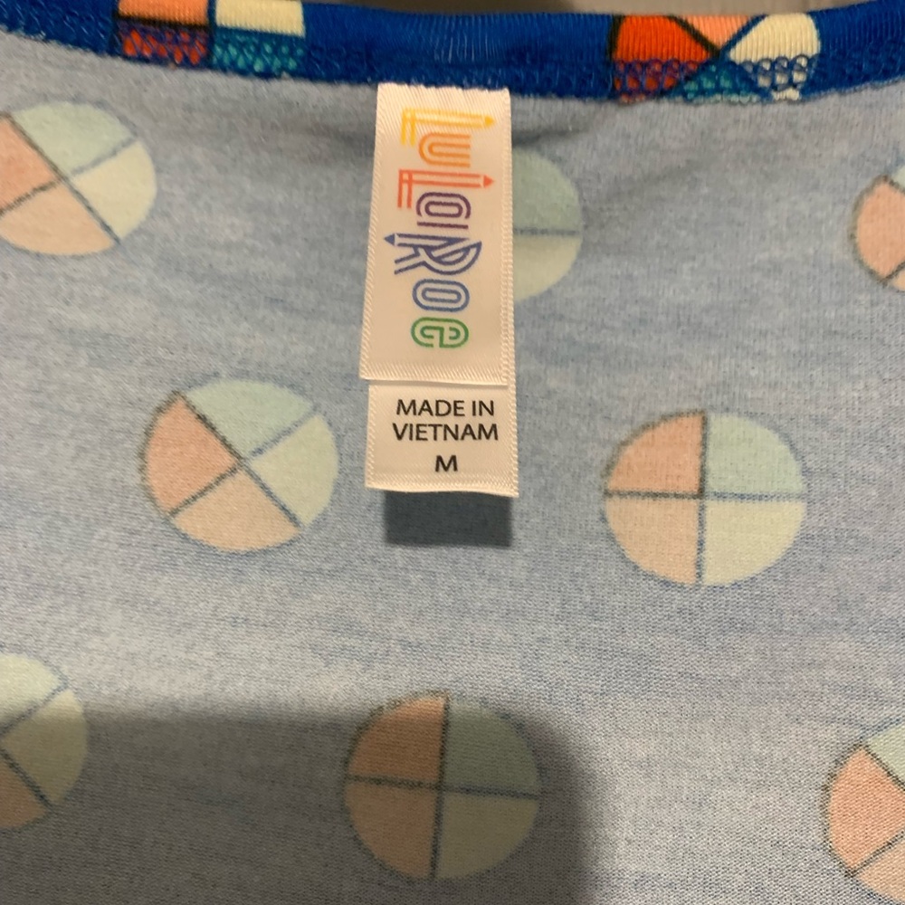LuLaRoe Blue and Orange Geometric Top